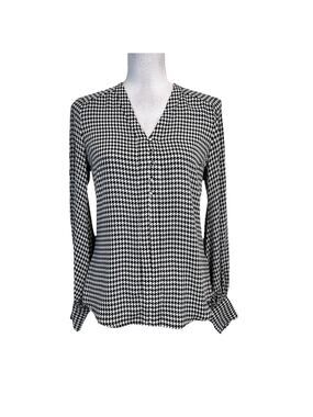 Express Blouse size Extra Small Black White Hounds Tooth Career Professional